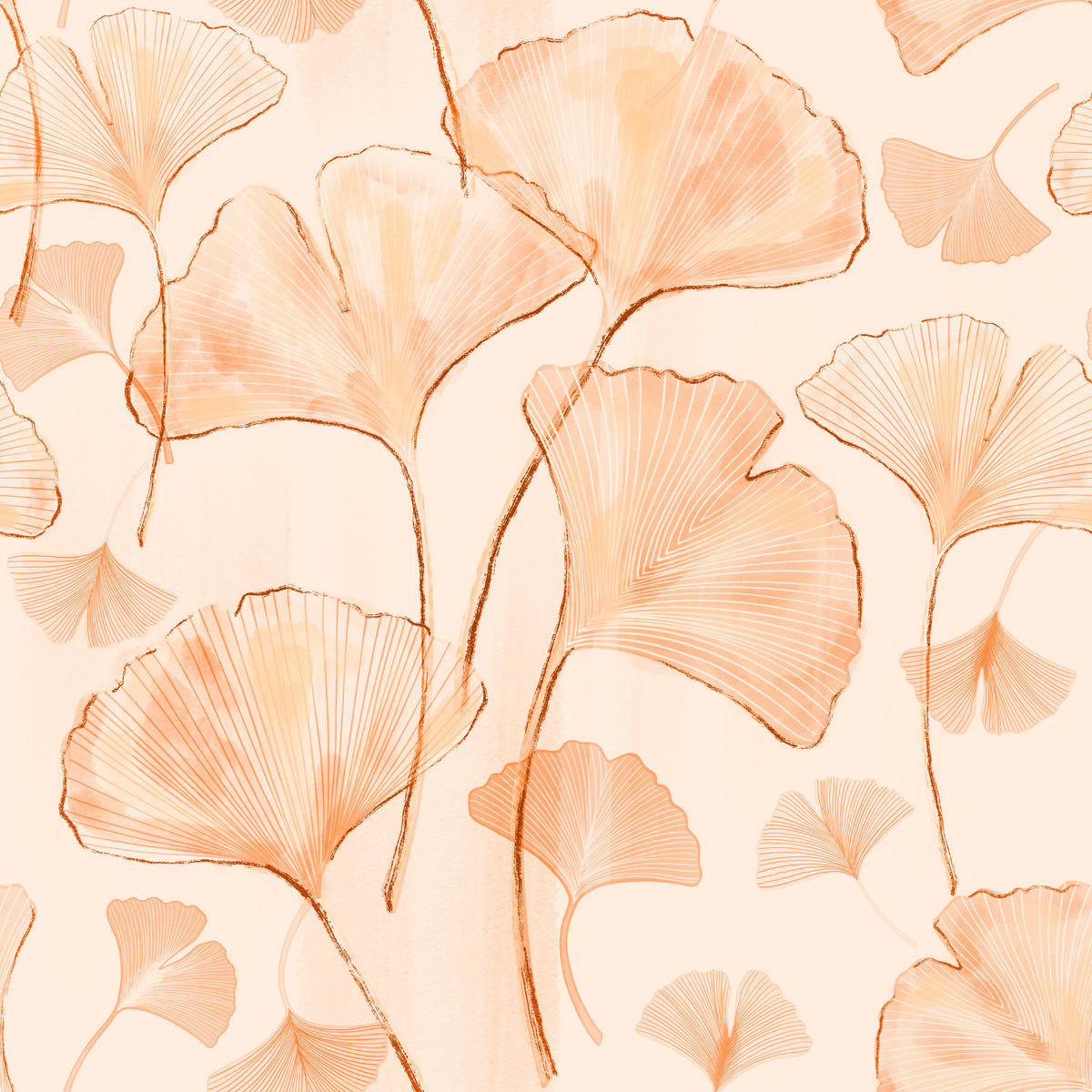Serene Ginkgo in Peach Hues Wallpaper⁠ in your room — zoomed