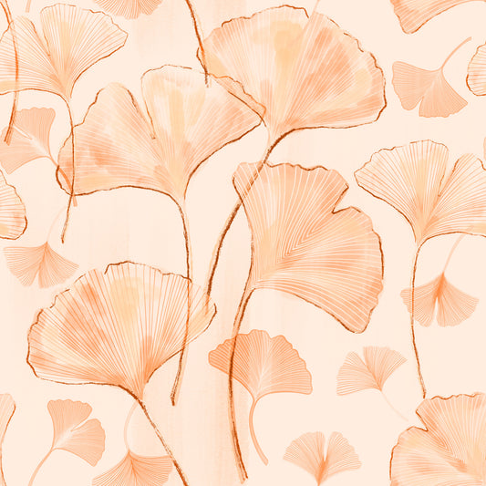 Serene Ginkgo in Peach Hues Wallpaper⁠