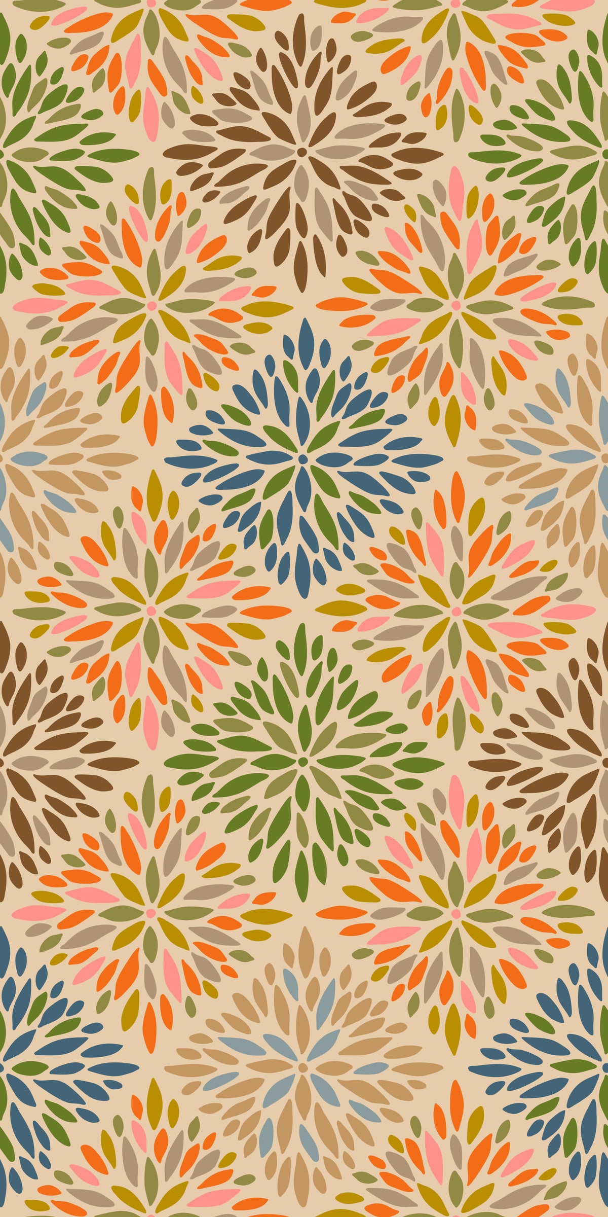 Papier peint Dahlia Diamonds bohème floral damassé à carreaux aux couleurs chaudes et terreuses du désert in your room — zoomed