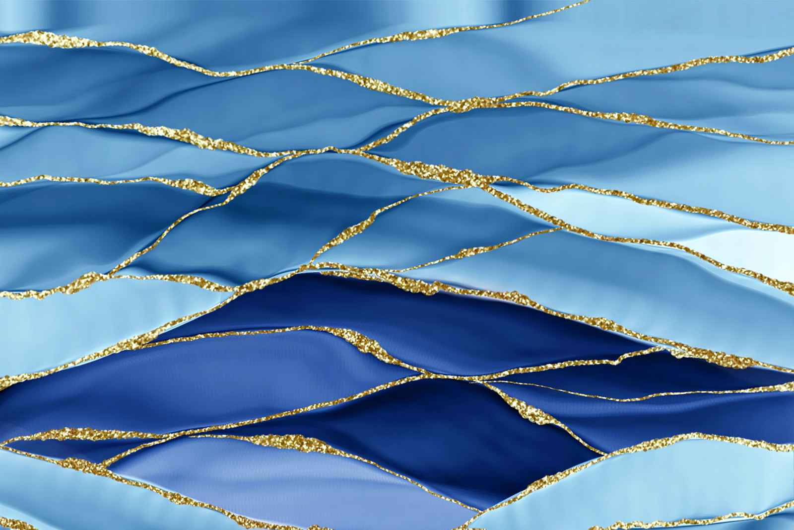 Gilded Azure Waves Wall Mural