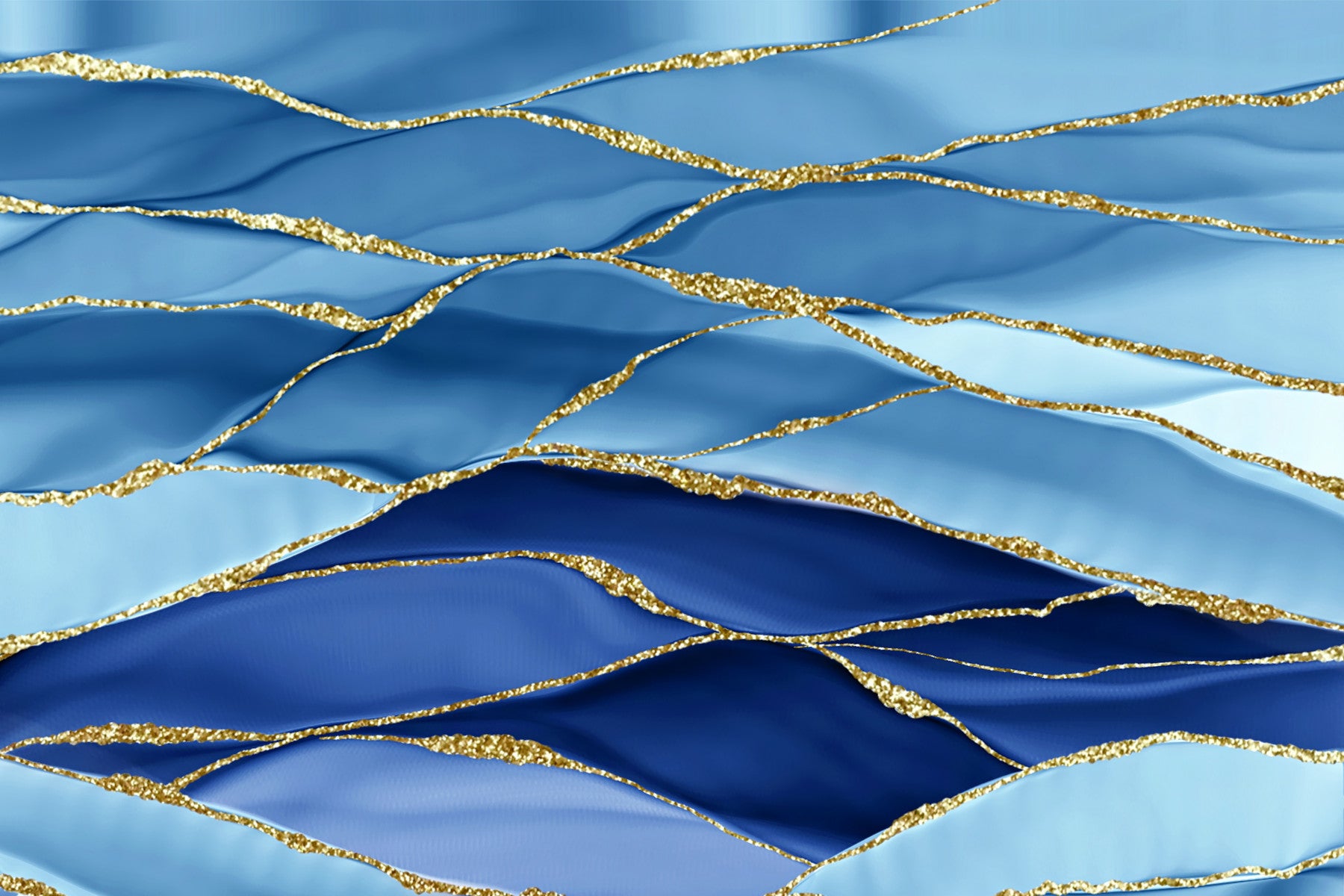 Gilded Azure Waves Wall Mural in your room — zoomed