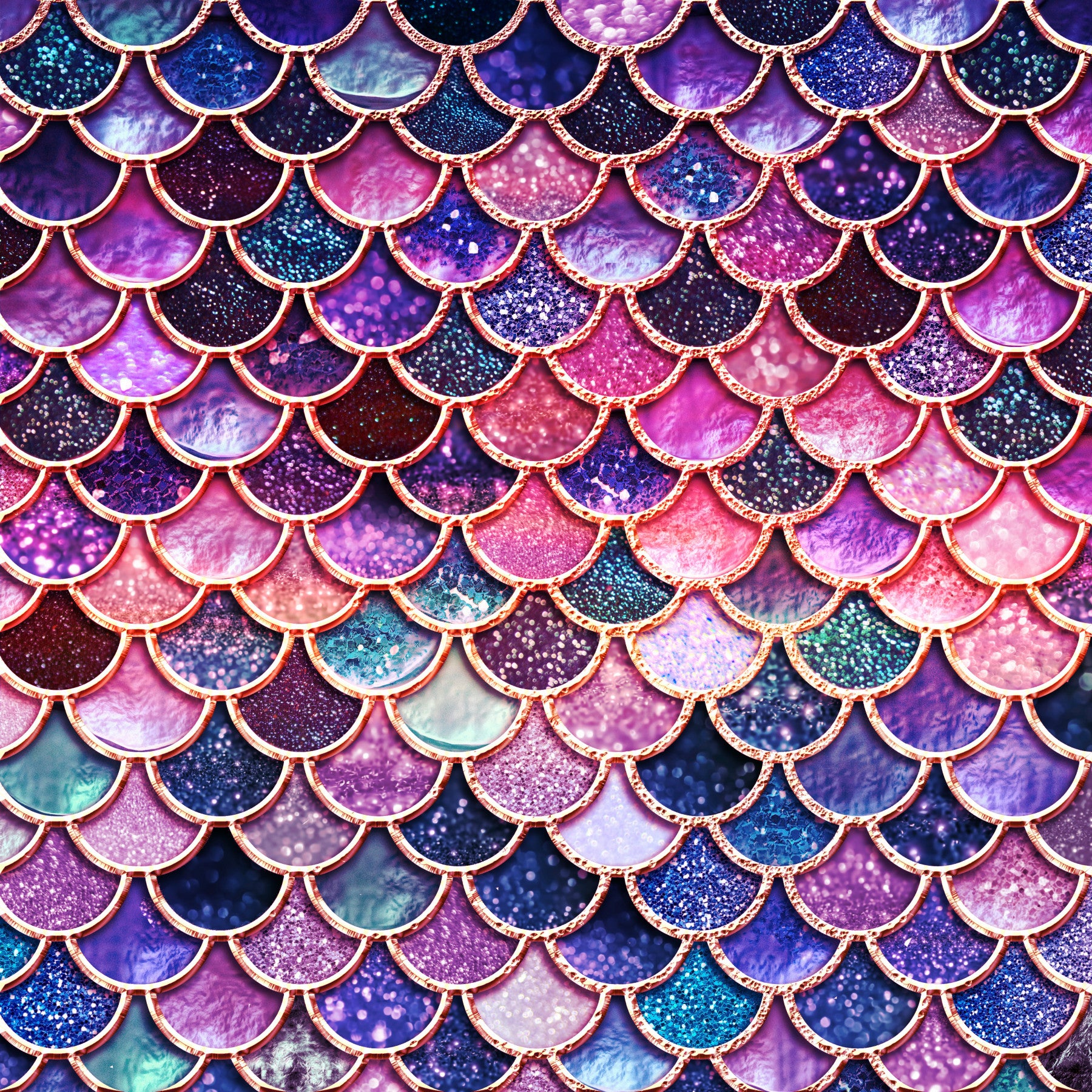 Papier peint mural Écailles de sirène rose enchantée in your room — zoomed