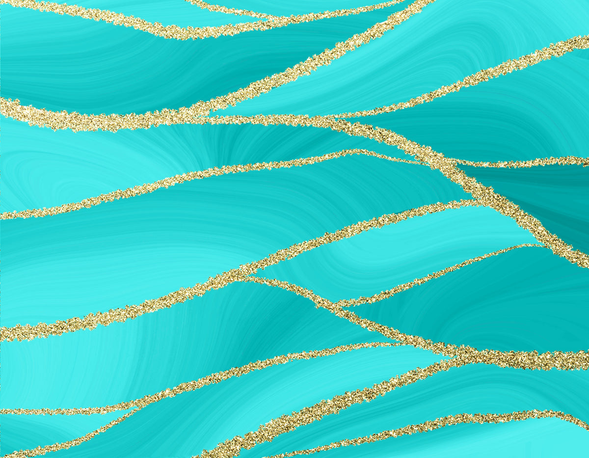 Aqua Luxe Lines Wall Mural in your room — zoomed