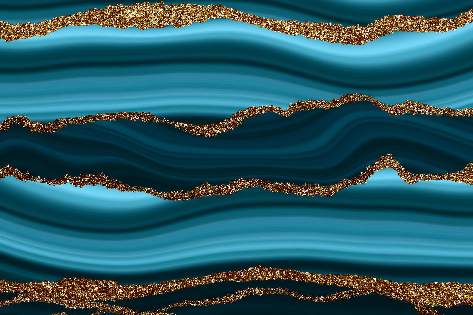 Teal & Gold River Wall Mural