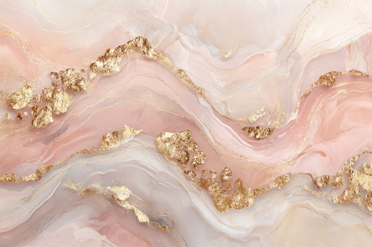 Golden Glamour Girly Marble Veins Wall Mural in your room — zoomed