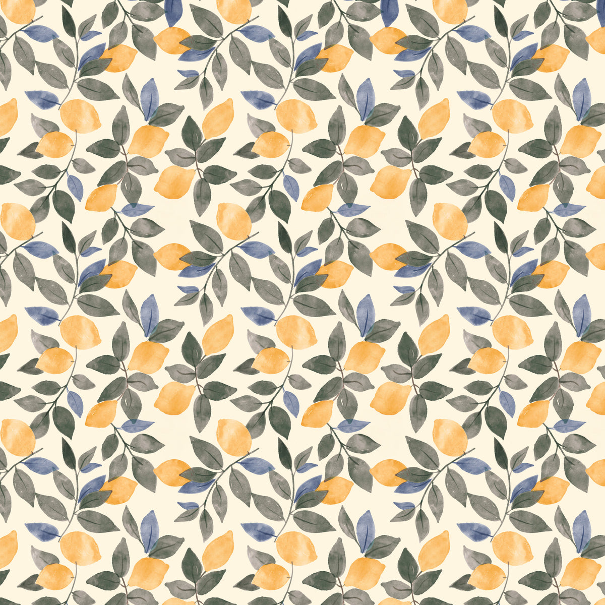 Papier peint thème clair citrons vintage in your room — zoomed