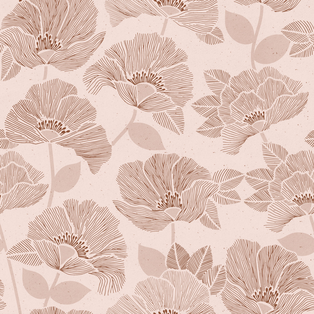Brown Floral Block Wallpaper⁠ in your room — zoomed