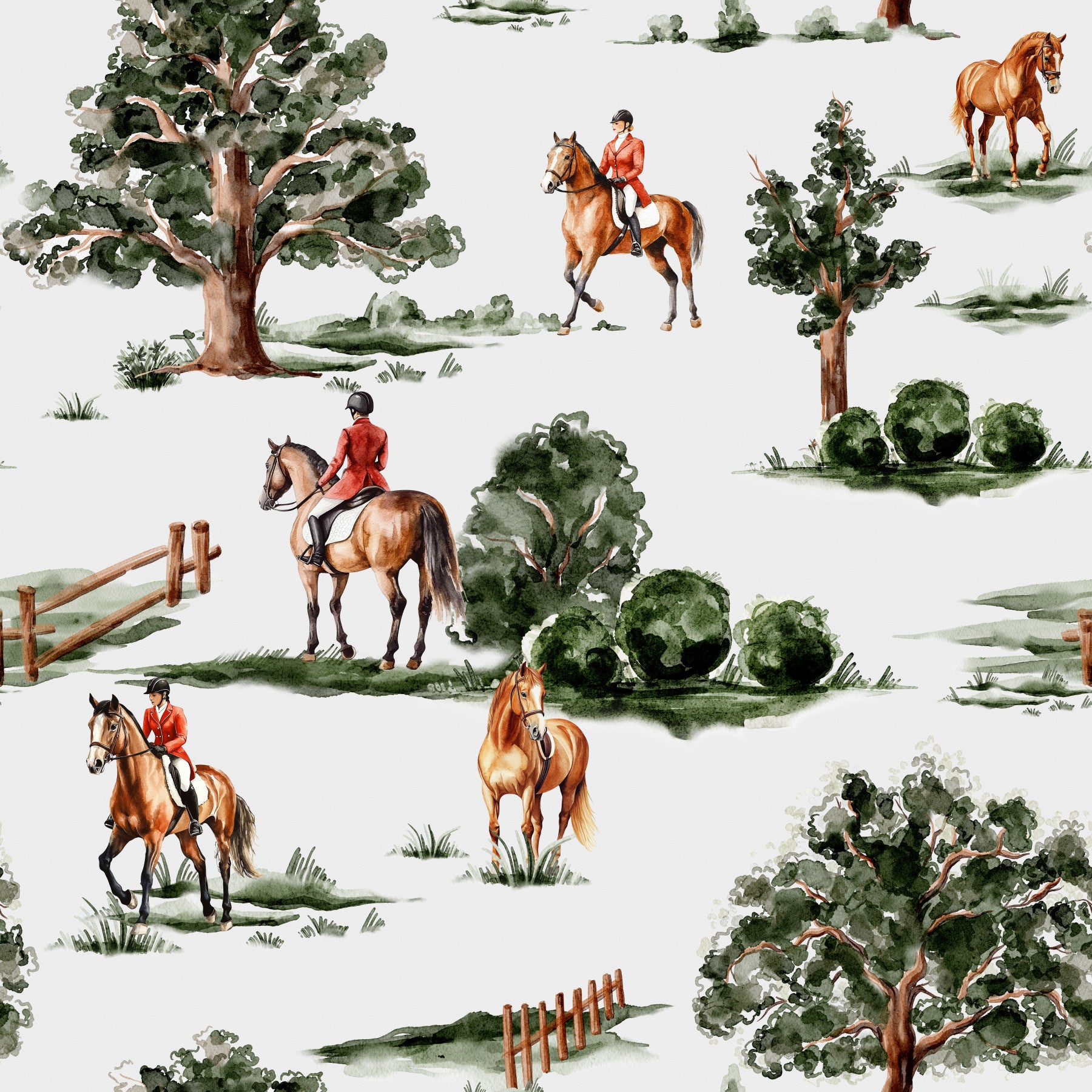 Equestrian riders in hunting attire with British horses Wallpaper⁠ in your room — zoomed