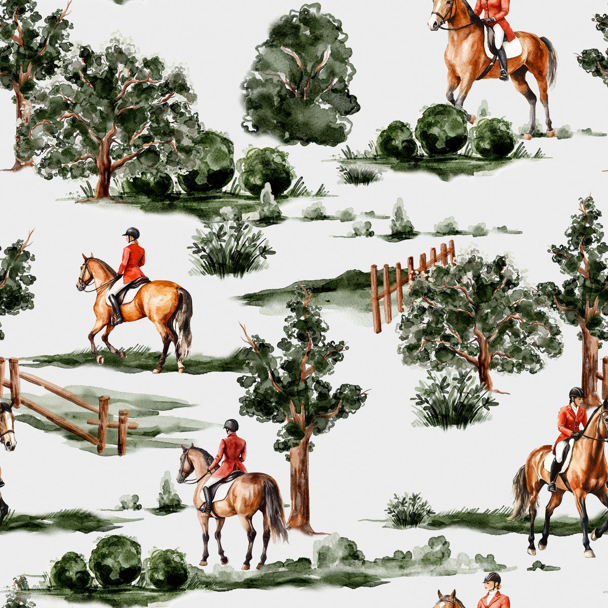 British hunting riders on horseback in lush countryside Wallpaper⁠ in your room — zoomed