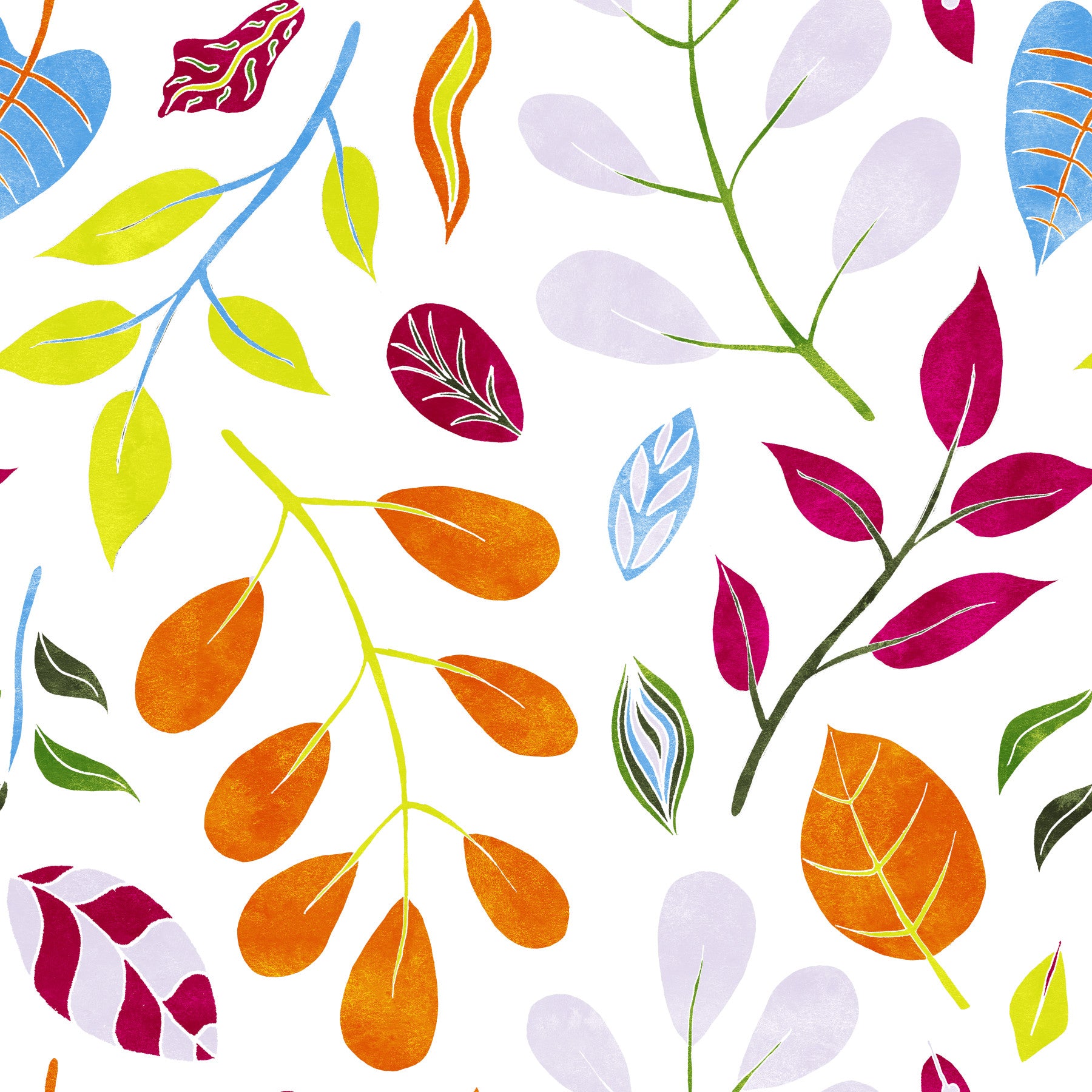 Papier peint blanc jardin sauvage coloré