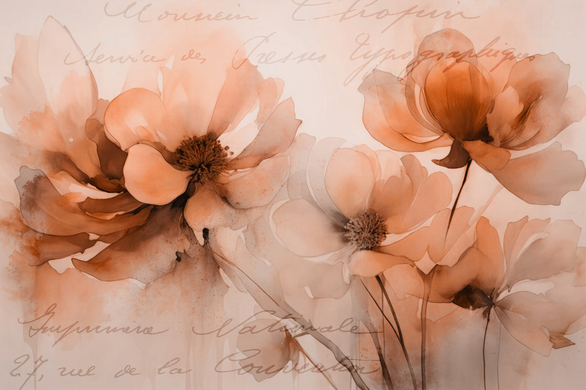 Vintage Blossom Memories Pastel Peach Wall Mural in your room — zoomed