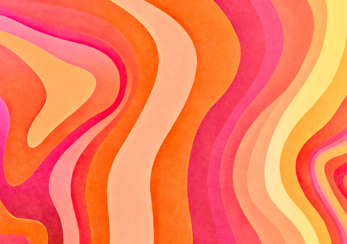 Wavy Watercolor Groovy Vibrant Vibes Wall Mural in your room — zoomed