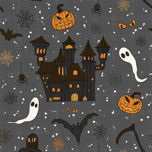 Phantom Castle Graveyard Gray Wallpaper⁠