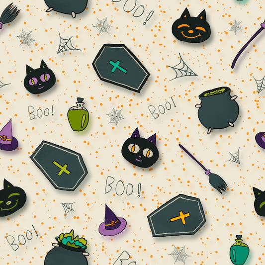 Boo ! Papier peint perlé amusant d'Halloween