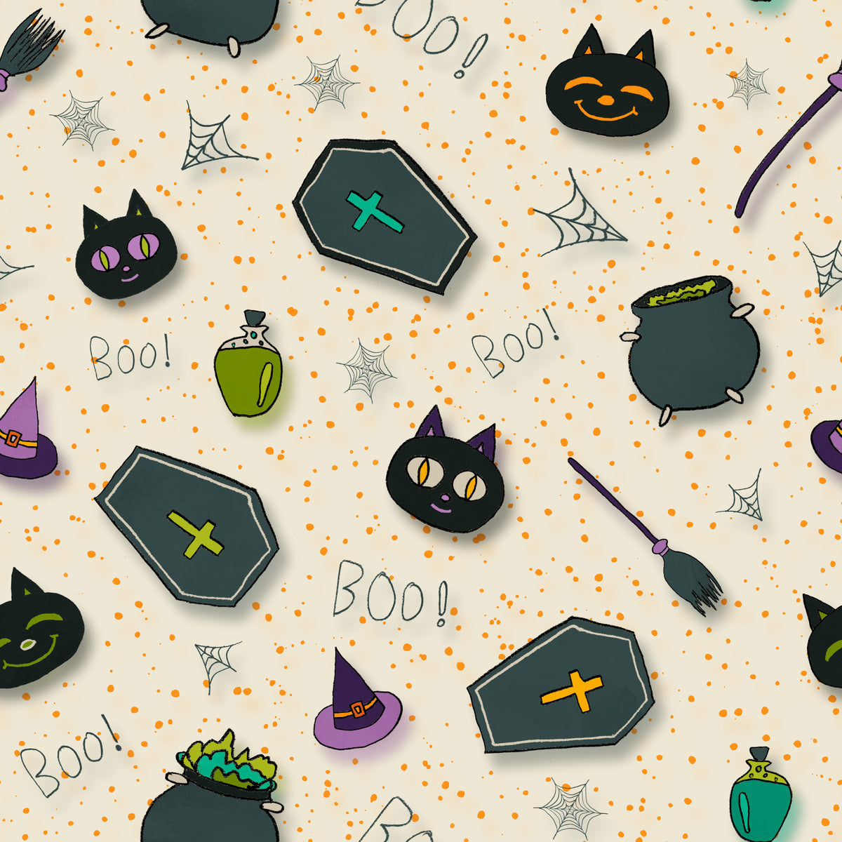 Boo ! Papier peint perlé amusant d'Halloween