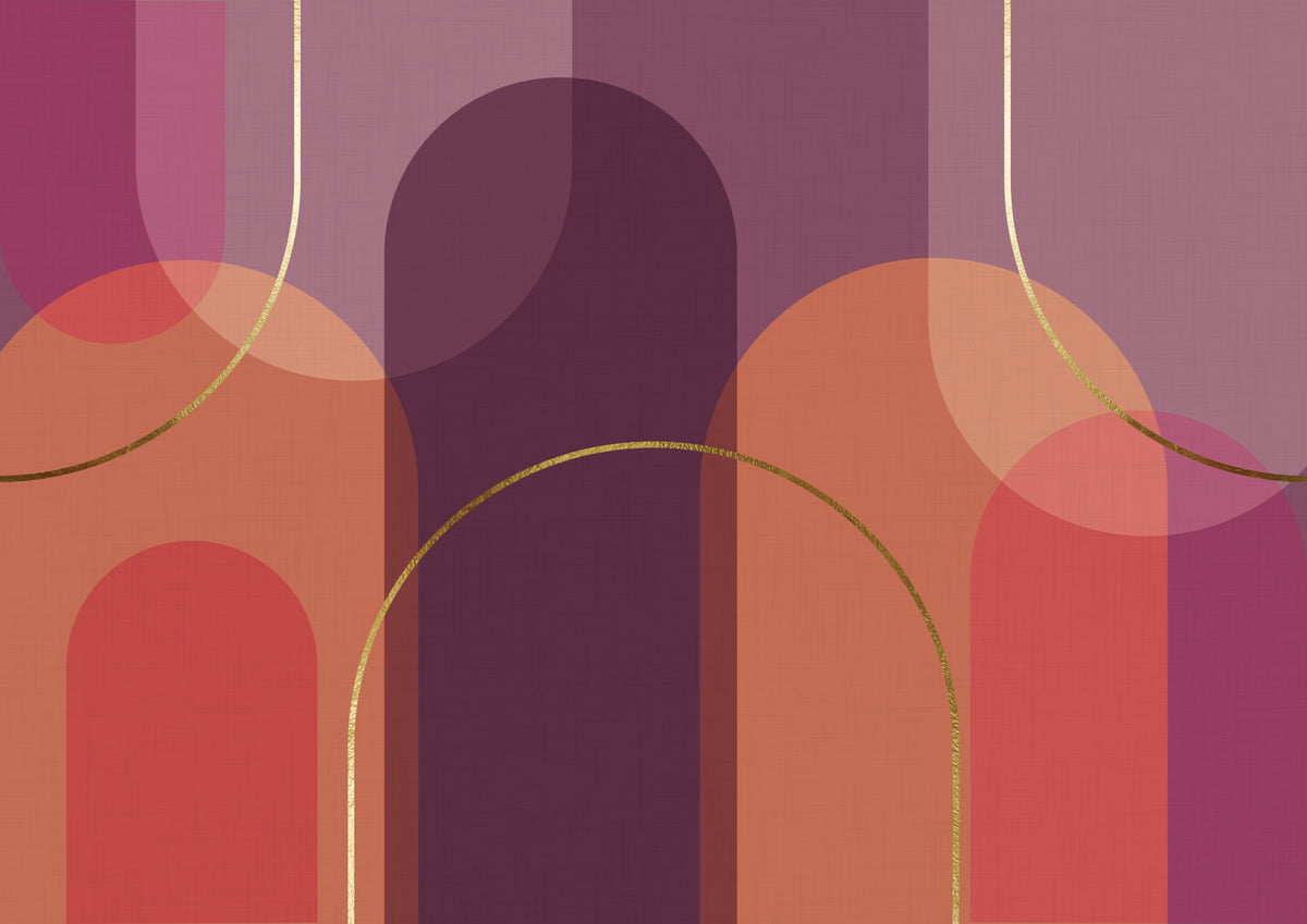 Retro Sunset Curves Wall Mural in your room