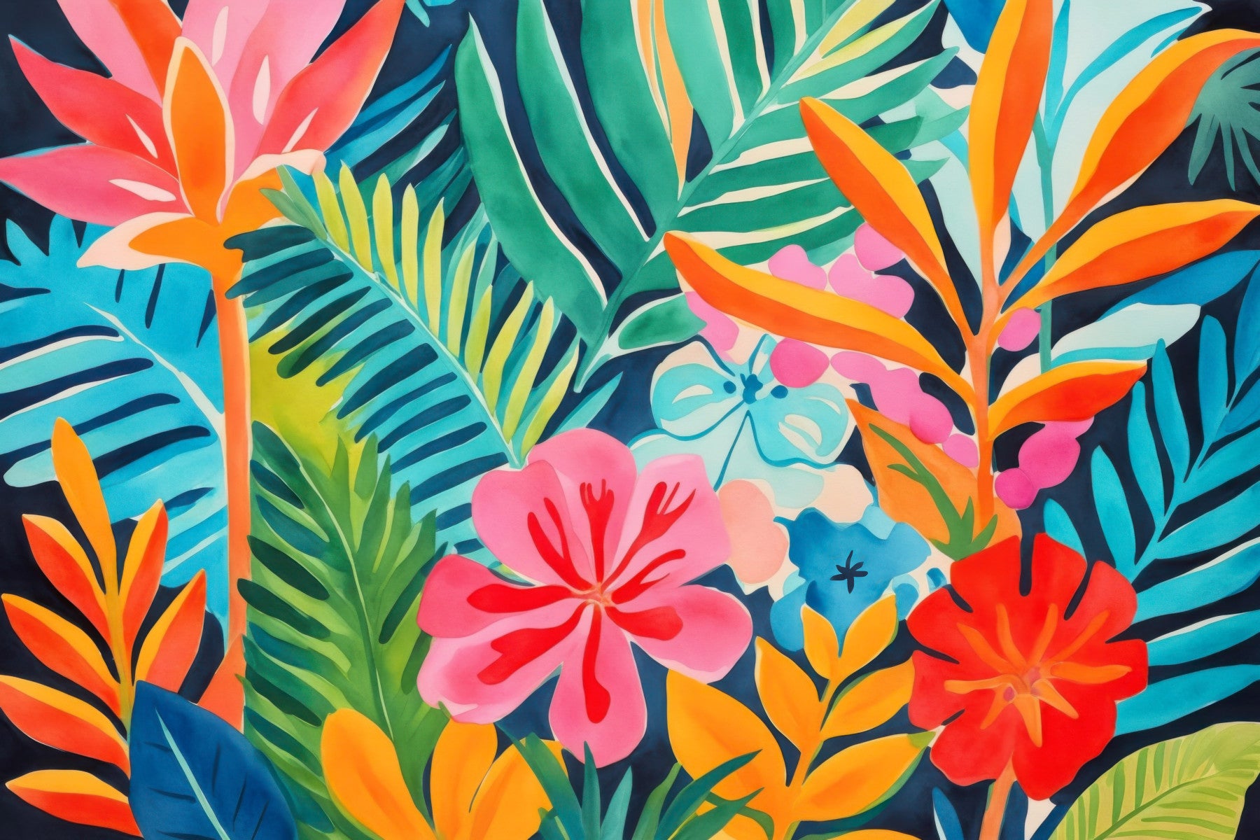 Fresque murale Évasion Jardin Exotique Coloré