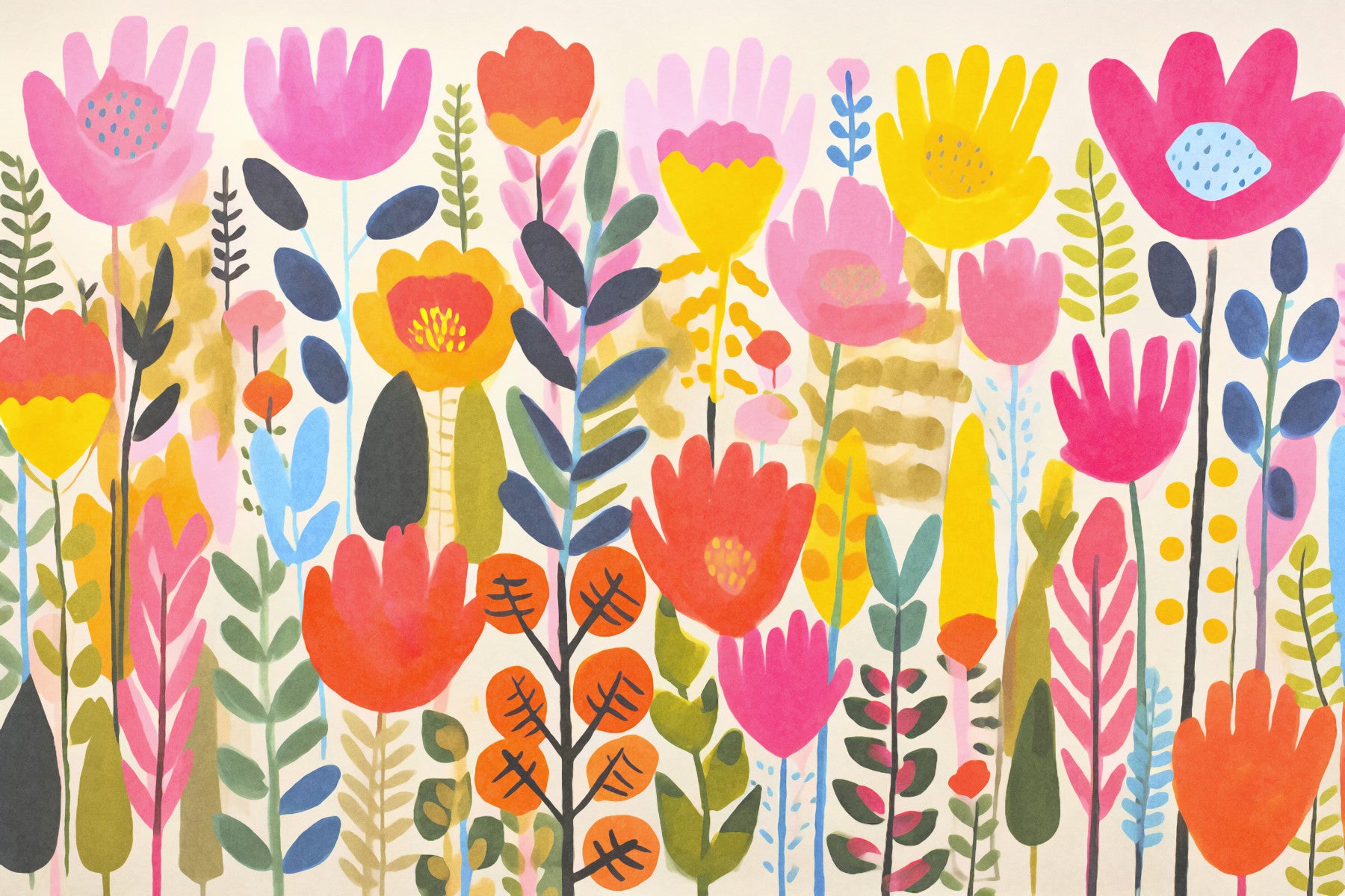 Groovy Summer Flower Meadow Wall Mural