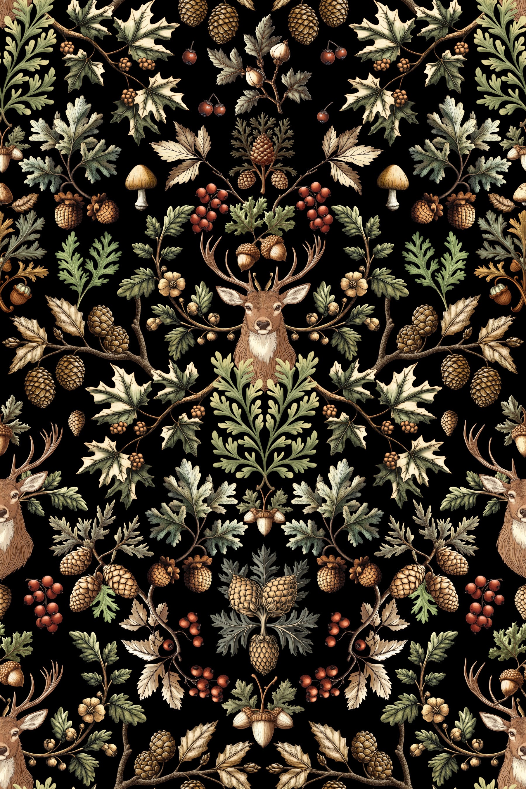 William Morris Vintage Woodland Black Wallpaper‚Å†