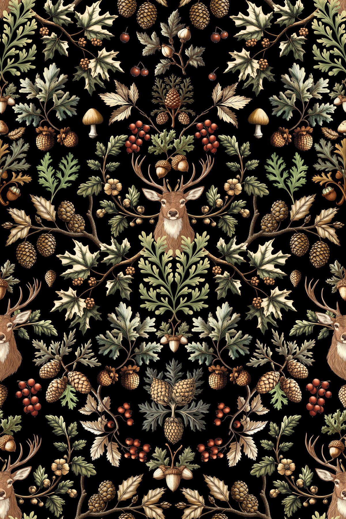 Papier peint vintage forêt noire William Morris in your room — zoomed