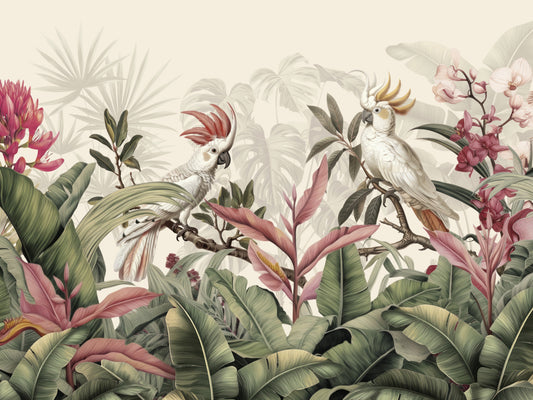 Tropical Cockatoo Birds Forgotten Paradise Wall Mural