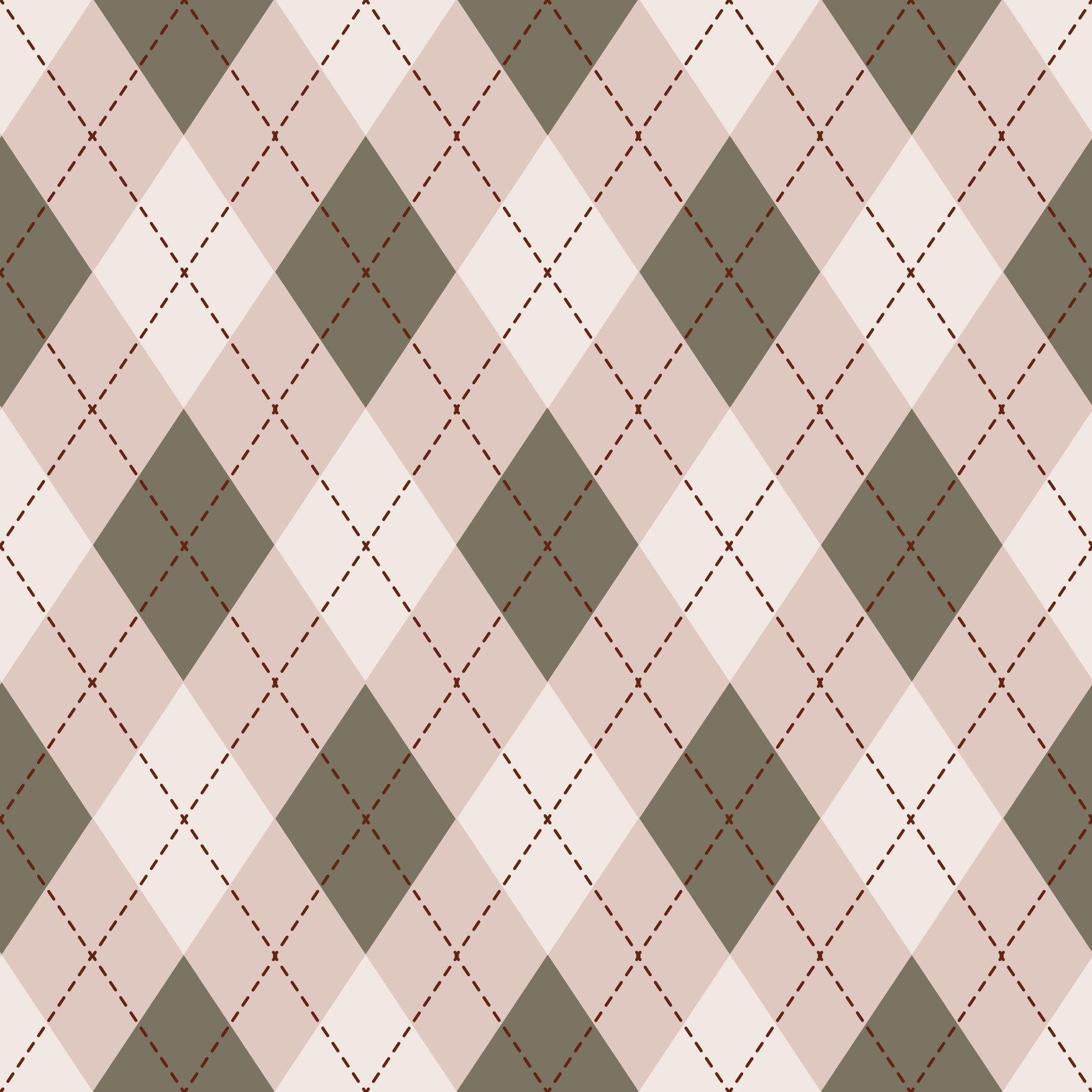 Classic Argyle Pattern Sage and Baby Pink Wallpaper‚Å†