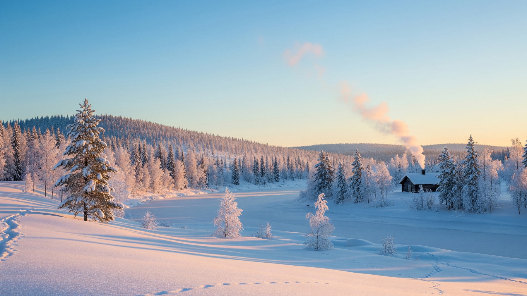 Winter's Light Cabin Wall Mural