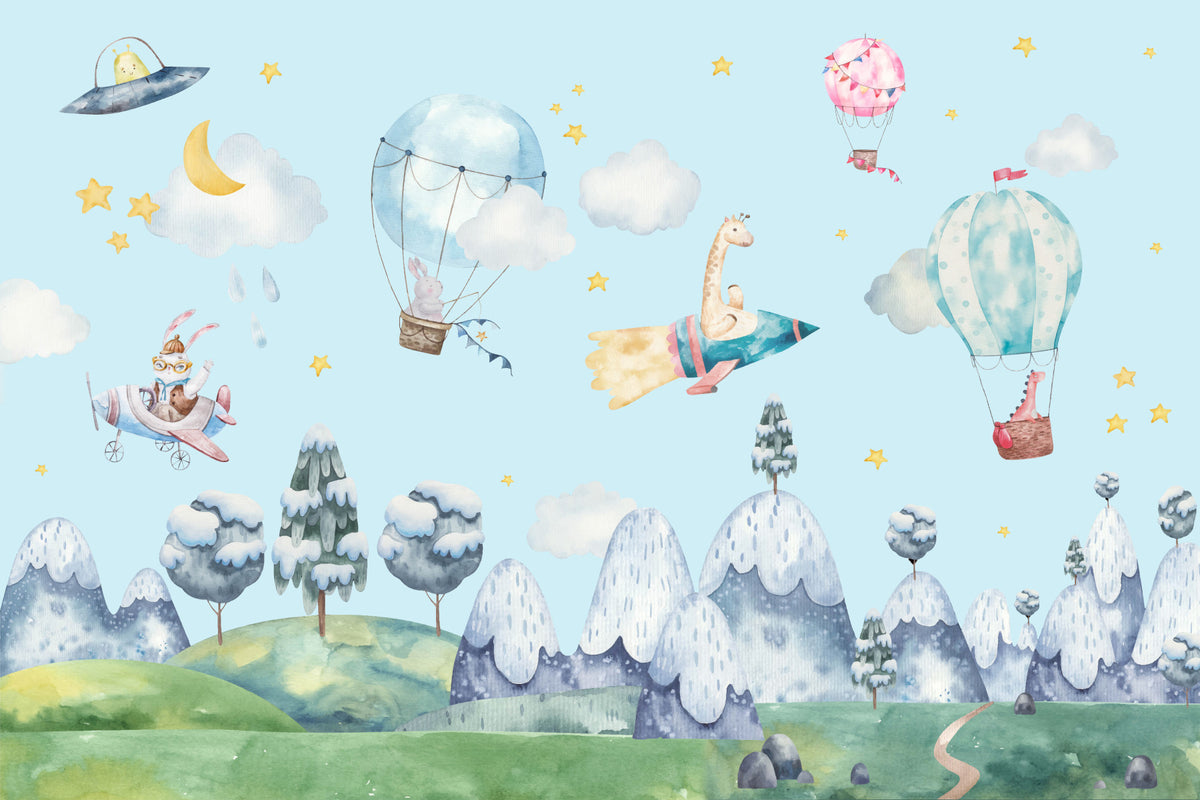 Fresque murale Aventures dans le ciel in your room — zoomed