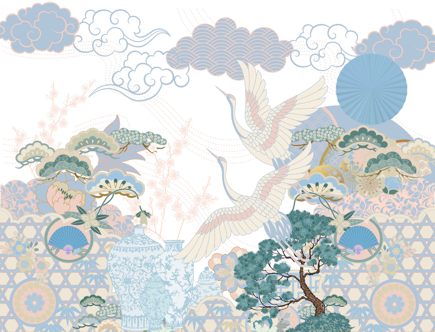 Fresque murale jardin asiatique tranquille in your room — zoomed
