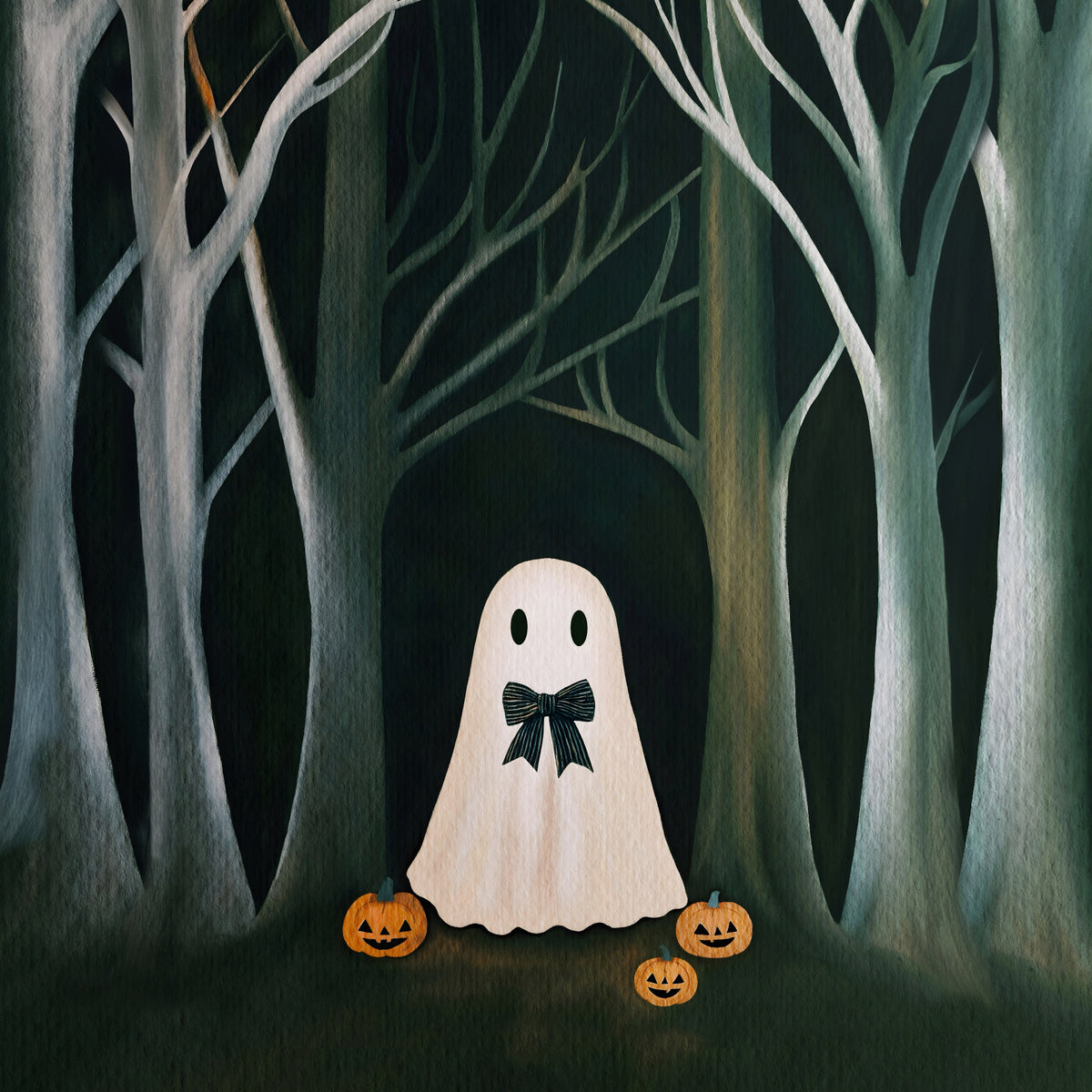 The Preppy Ghost Wall Mural in your room — zoomed