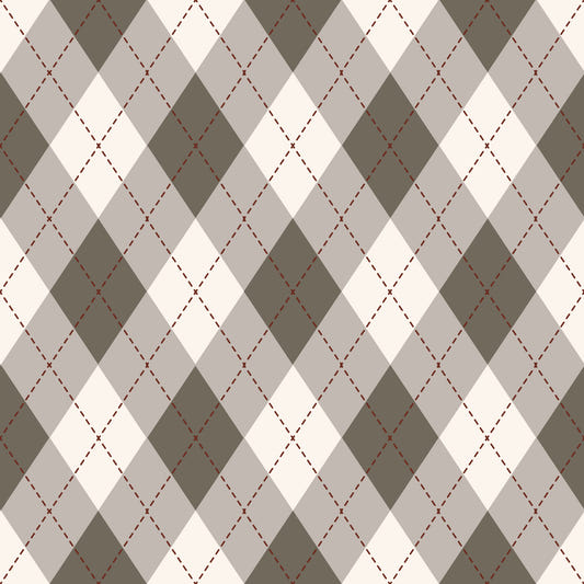 Classic Argyle Pattern Dark Sage and Beige Wallpaper‚Å†