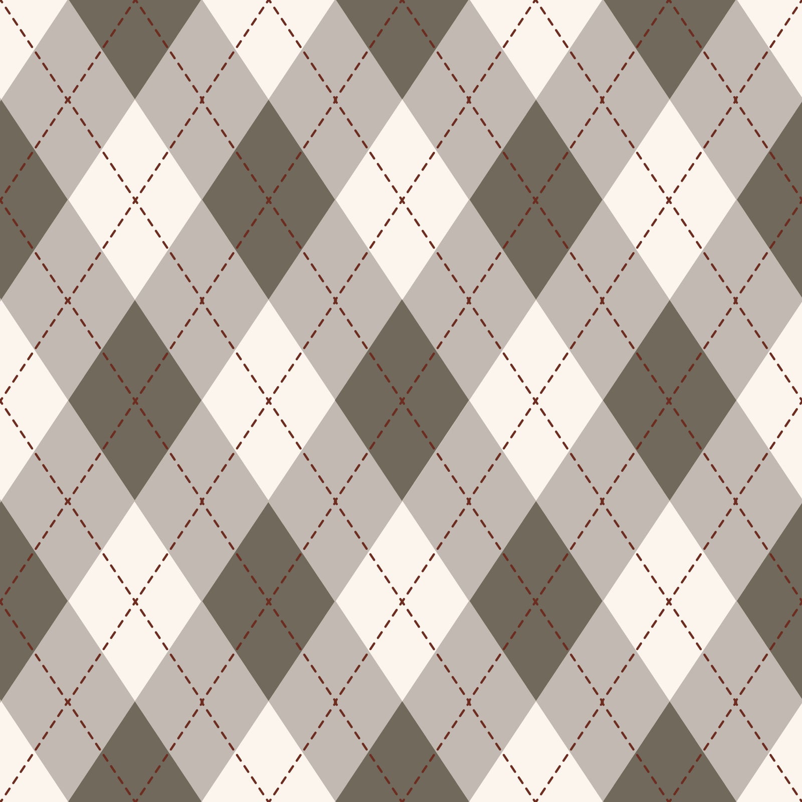 Classic Argyle Pattern Dark Sage and Beige Wallpaper⁠