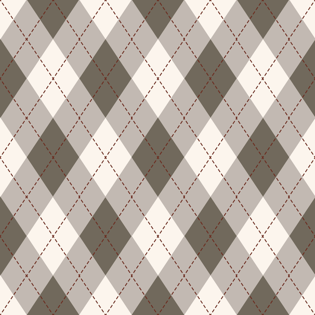 Classic Argyle Pattern Dark Sage and Beige Wallpaper⁠ in your room — zoomed
