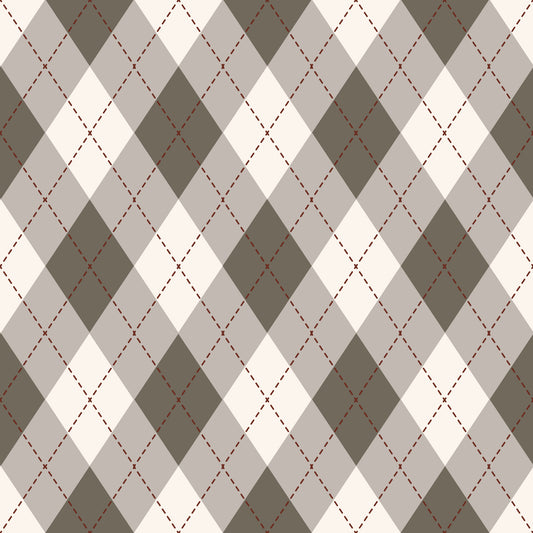 Classic Argyle Pattern Dark Sage and Beige Wallpaper⁠
