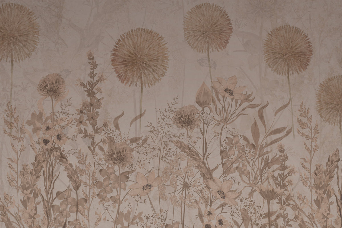 Neutral Bloom Garden Wall Mural in your room