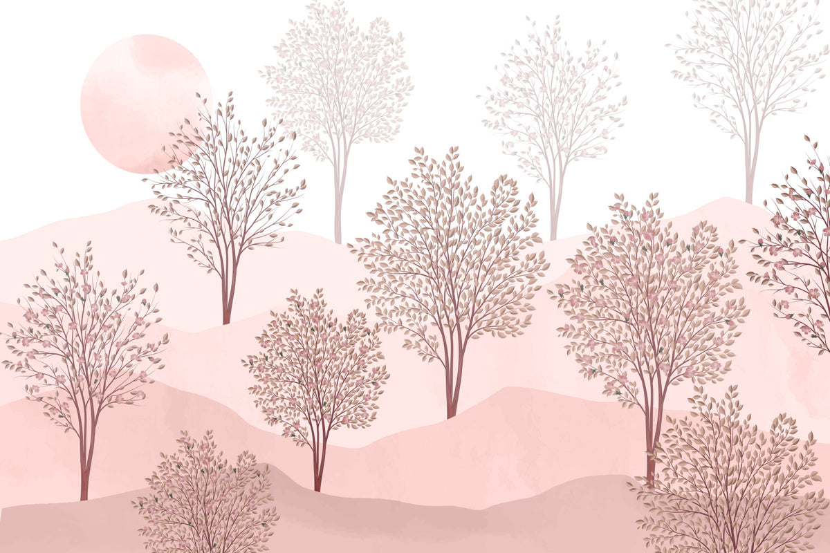 Serene Pink Orchard Wall Mural