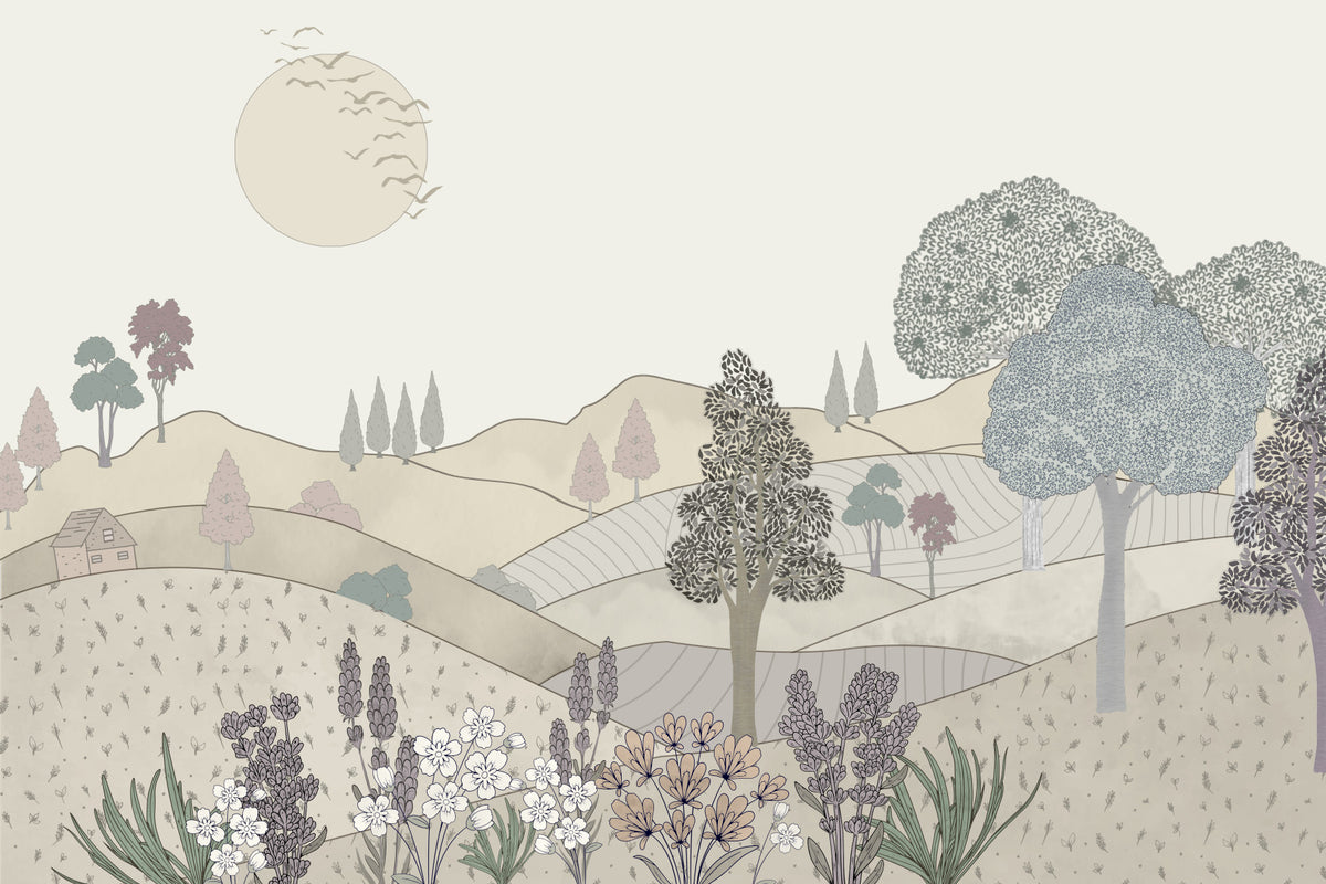 Vintage Bloomscape Wall Mural in your room — zoomed