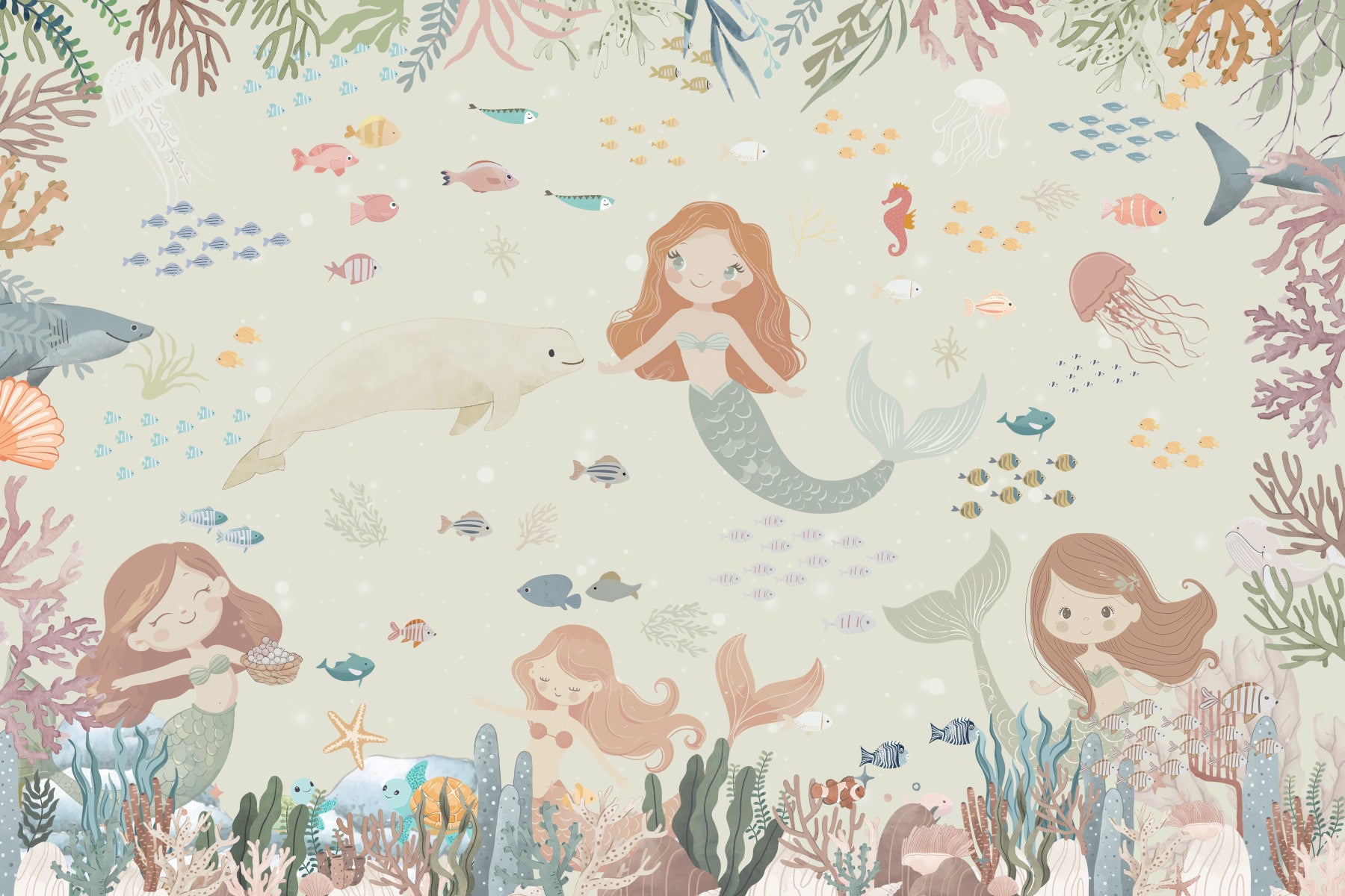 Ocean's Lullaby Wall Mural in your room — zoomed