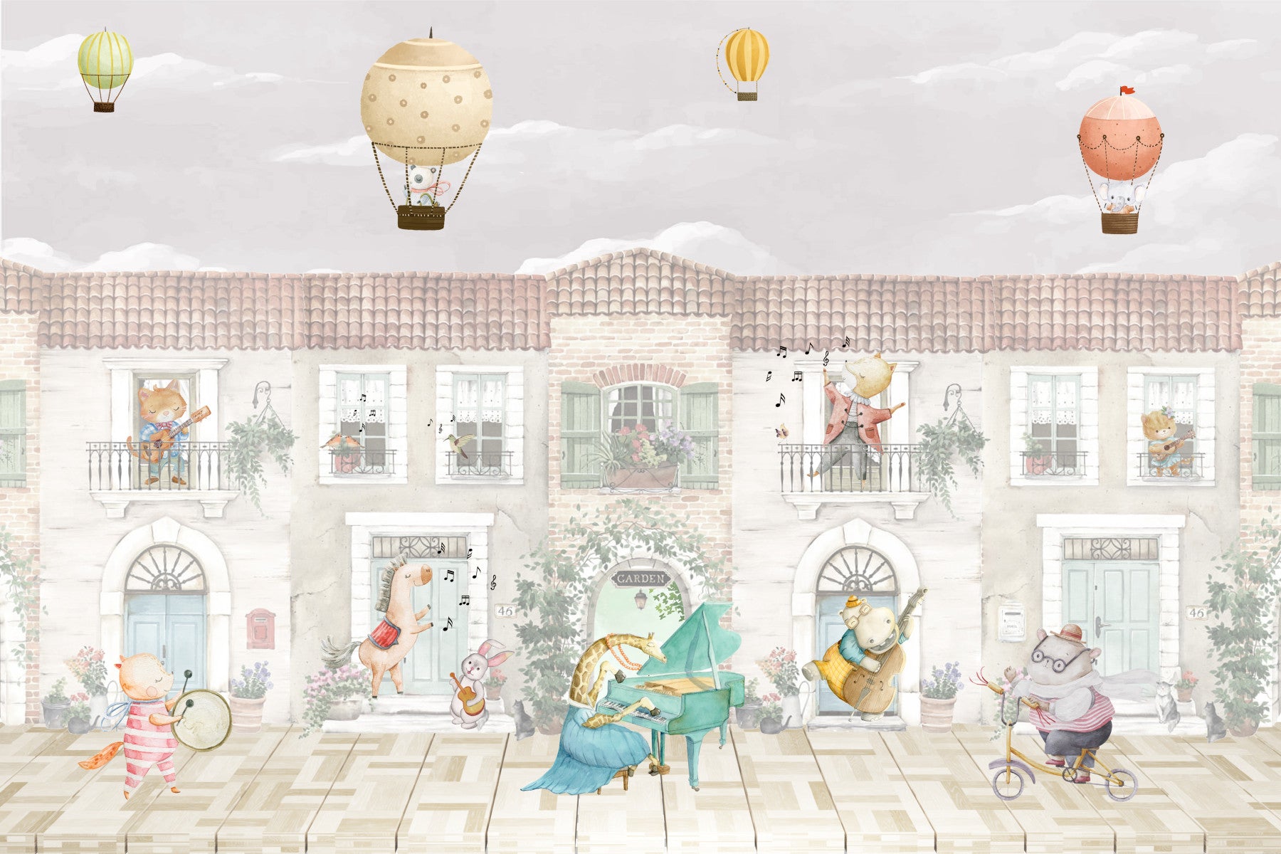 Town Tunes Animal Serenade Wall Mural