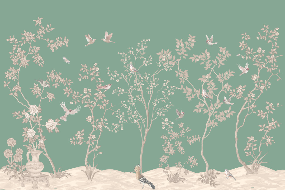 Avian Bloom Wall Mural in your room — zoomed
