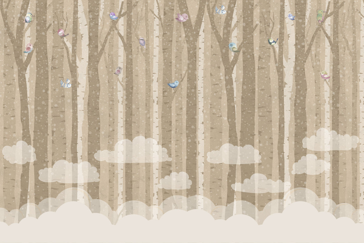 Birch Song Wall Mural in your room — zoomed