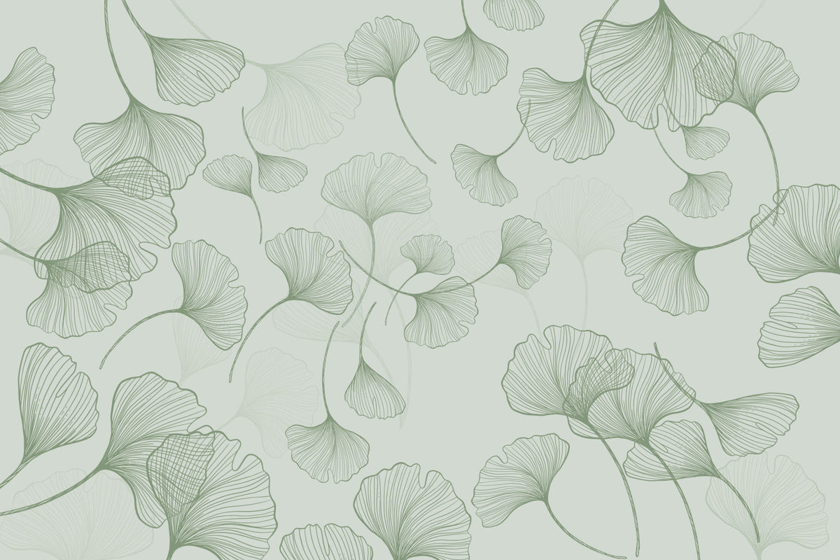 Verdant Ginkgo Lines Wall Mural in your room — zoomed