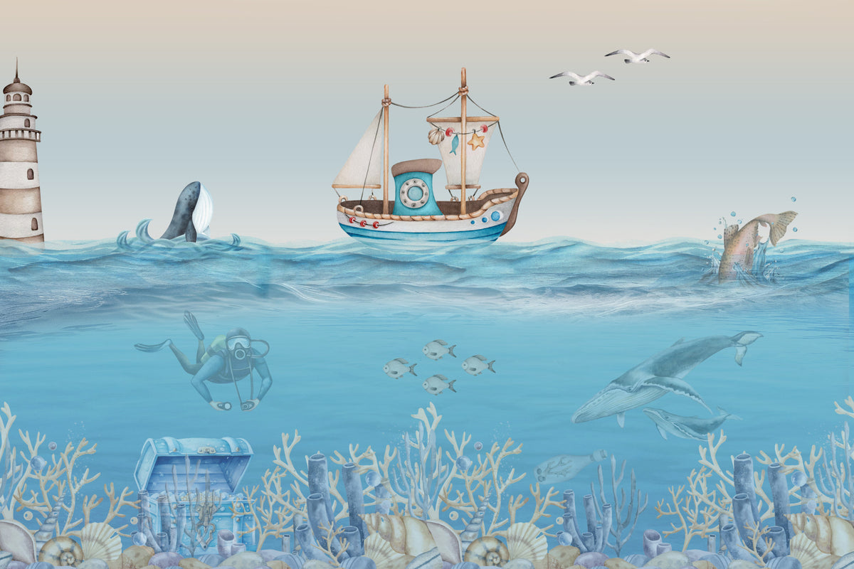Watercolor Sea Adventure Wall Mural