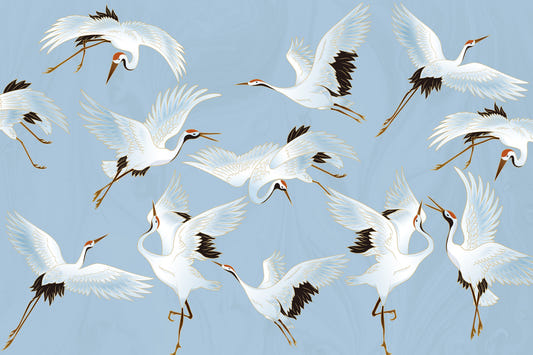 Soaring Cranes Wall Mural