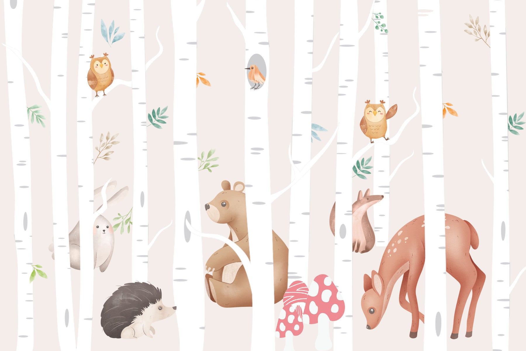 Birch Friends Wall Mural