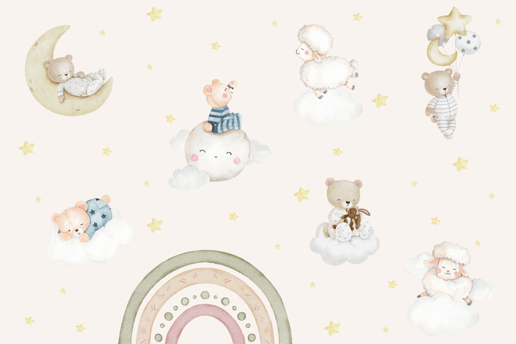 Sweet Dreams Rainbow Nursery Wall Mural