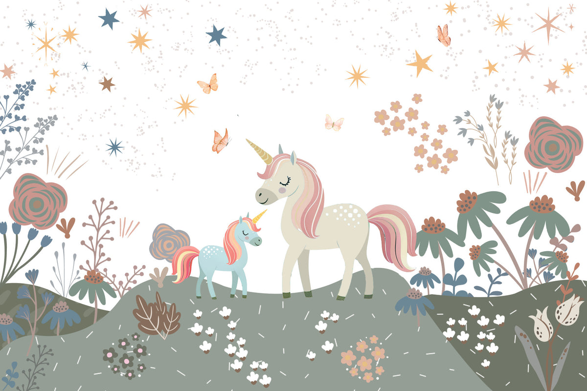 Unicorn Meadow Wall Mural in your room — zoomed