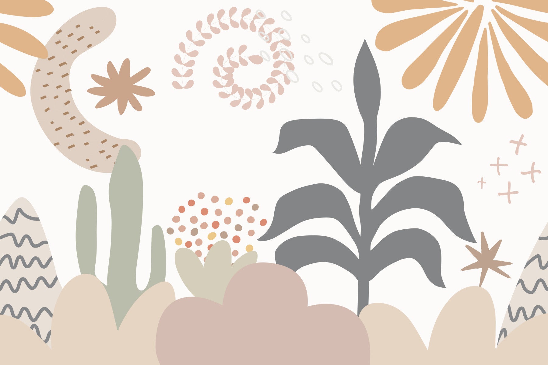 Abstract Botanical Dreams Wall Mural