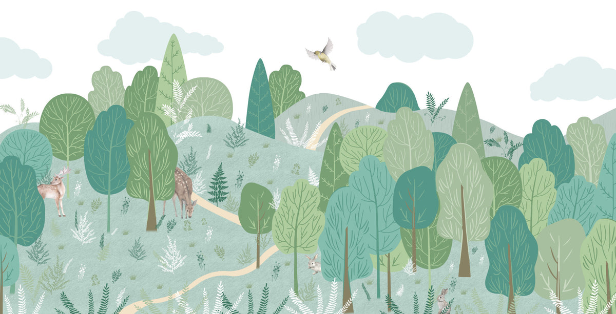 Serene Green Glade Wall Mural