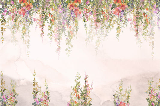 Ethereal Watercolor Blooms Wall Mural